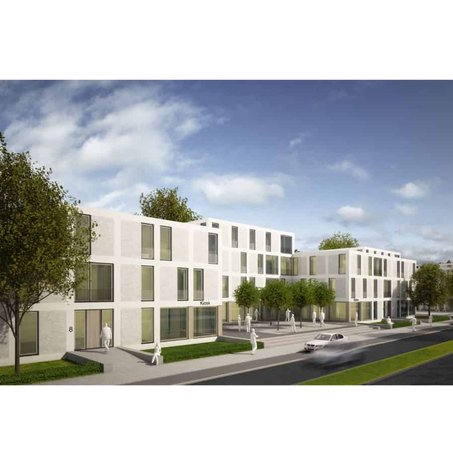 RTW Architekten Eichenpark Strassenansicht Perspektive